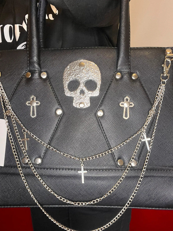 Bolso negro gótico punk metal