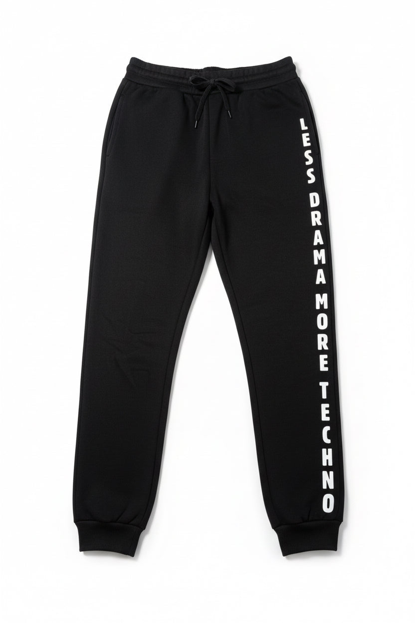 Pantalón deportivo Negro less drama more techno de Nyx Fashion Ibz