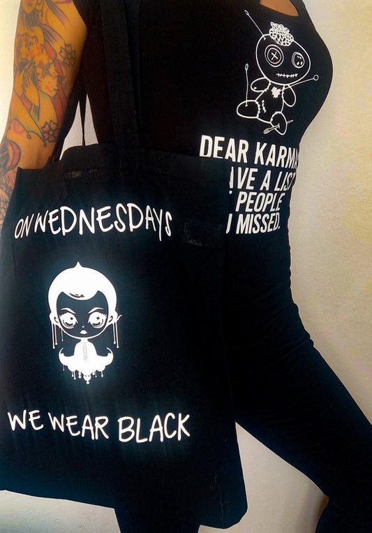 Tote bag On Wednesdays We Wear Black 100% algodón