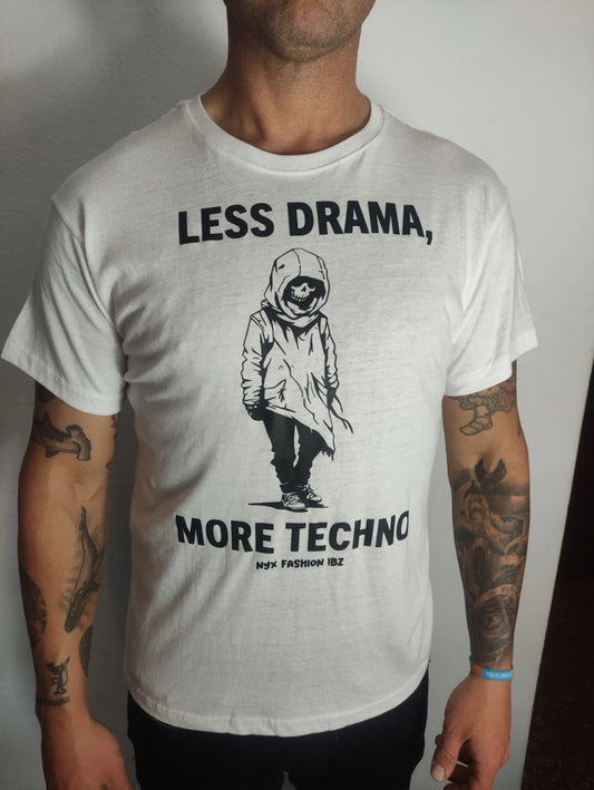 T-shirt Less drama more techno man dj 100% algodón