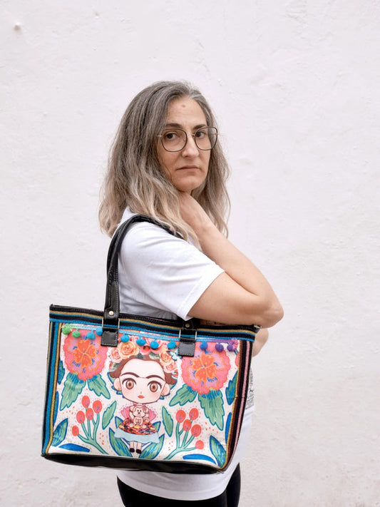 Frida Kahlo bolso negro mediano