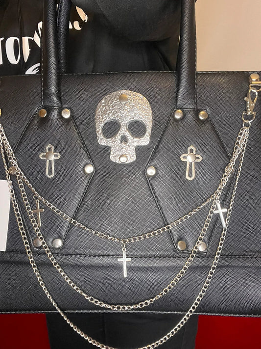 Bolso negro gótico punk metal