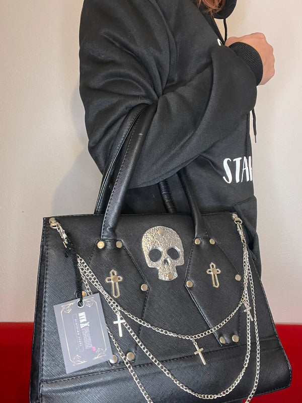 Bolso negro gótico punk metal
