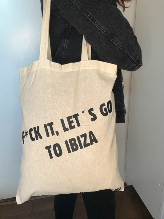 Tote bag Lets`go to ibiza. 100% algodón