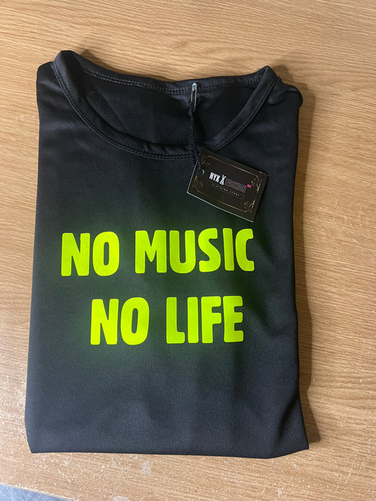 Camiseta tirantes negra hombre no music no life brilla