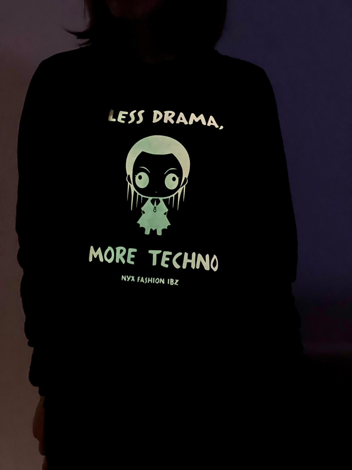 Sudadera Less Drama More Techno Muñeca Brilla en la Oscuridad