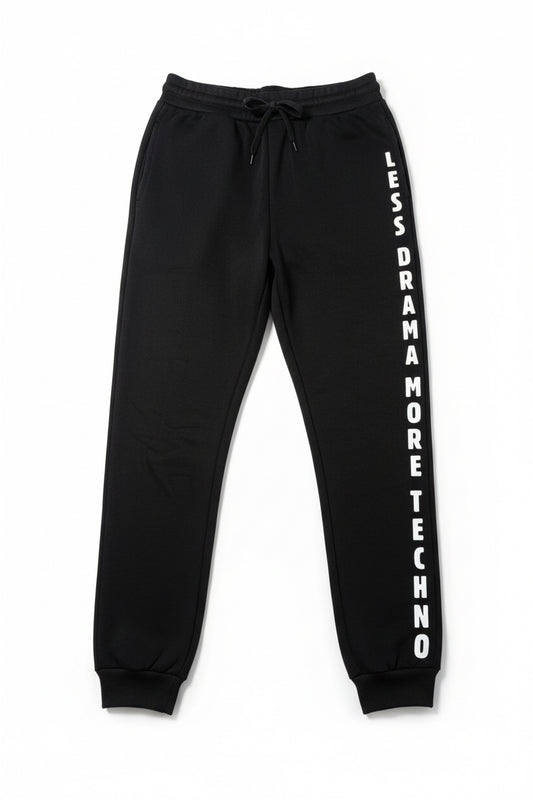 Pantalón deportivo Negro less drama more techno de Nyx Fashion Ibz