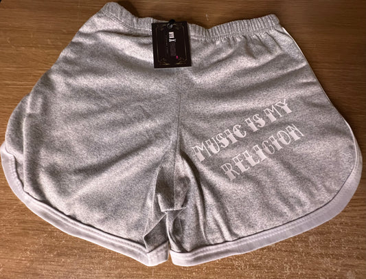 Shorts deportivos mujer gris music is my religion