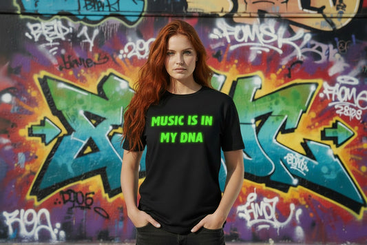 Camiseta Manga Corta Music is in my DNA Negra Nyx Fashion Ibz