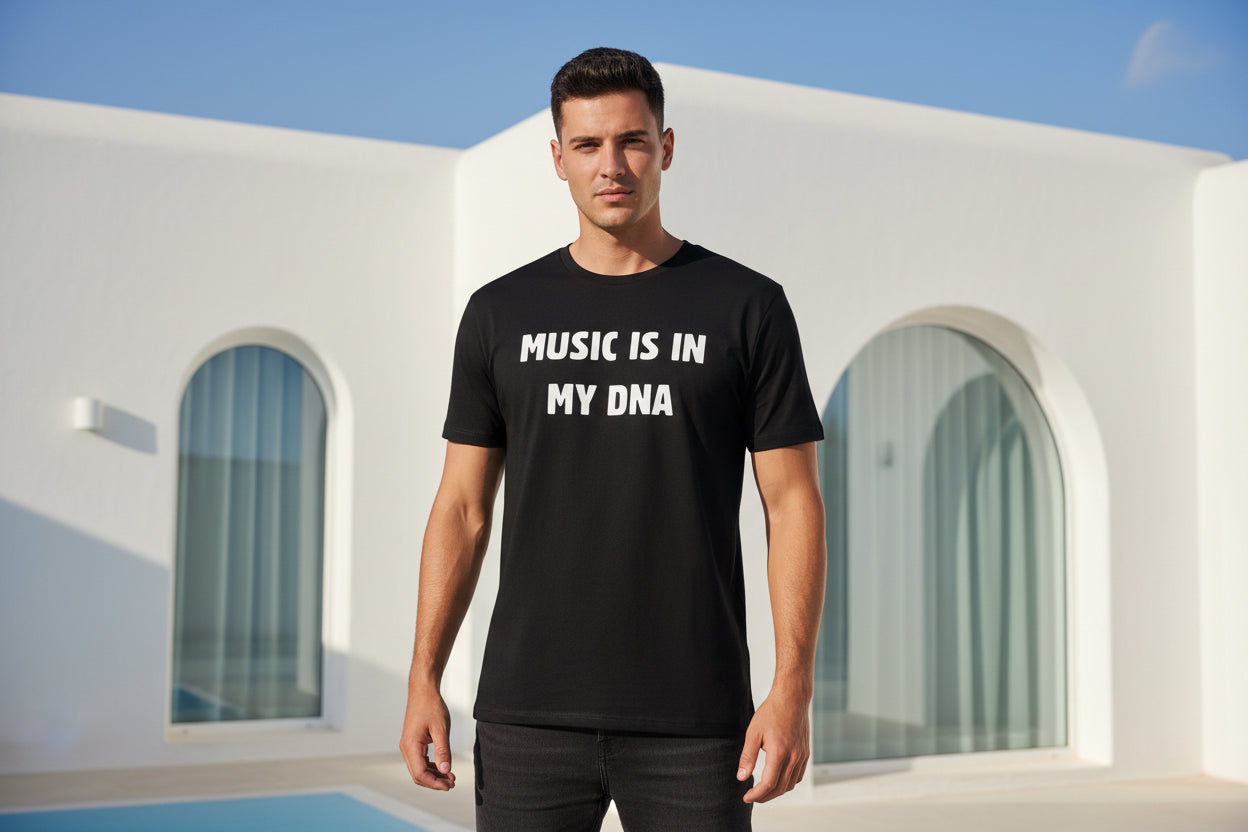 Camiseta Manga Corta Music is in my DNA Negra Nyx Fashion Ibz