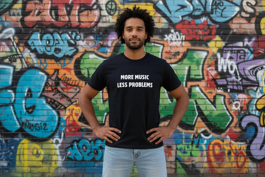 Camiseta Manga Corta Negra More music Less Problems | Festival Rave | Nyx Fashion Ibz