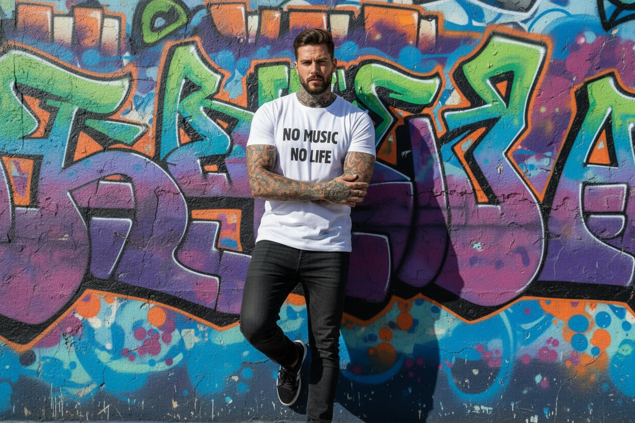 Camiseta No Music No Life | 100% Algodón | Festival Rave | Nyx Fashion Ibz