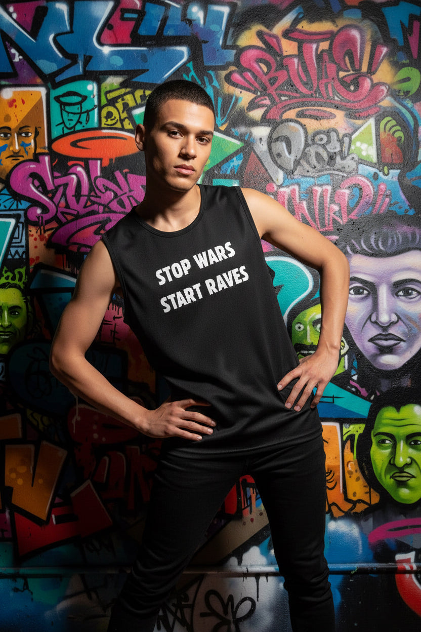 Camiseta sin mangas Stop Wars Start Raves Nyx Fashion Ibz