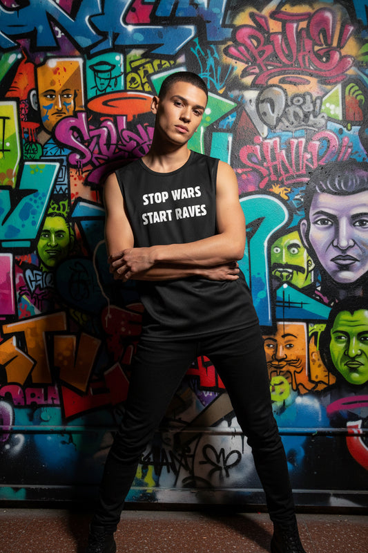 Camiseta sin mangas Stop Wars Start Raves Nyx Fashion Ibz