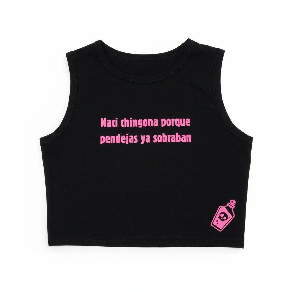 Top corto negro rosa nací  chingona porque pendejas ya sobraban de Nyx Fashion Ibz