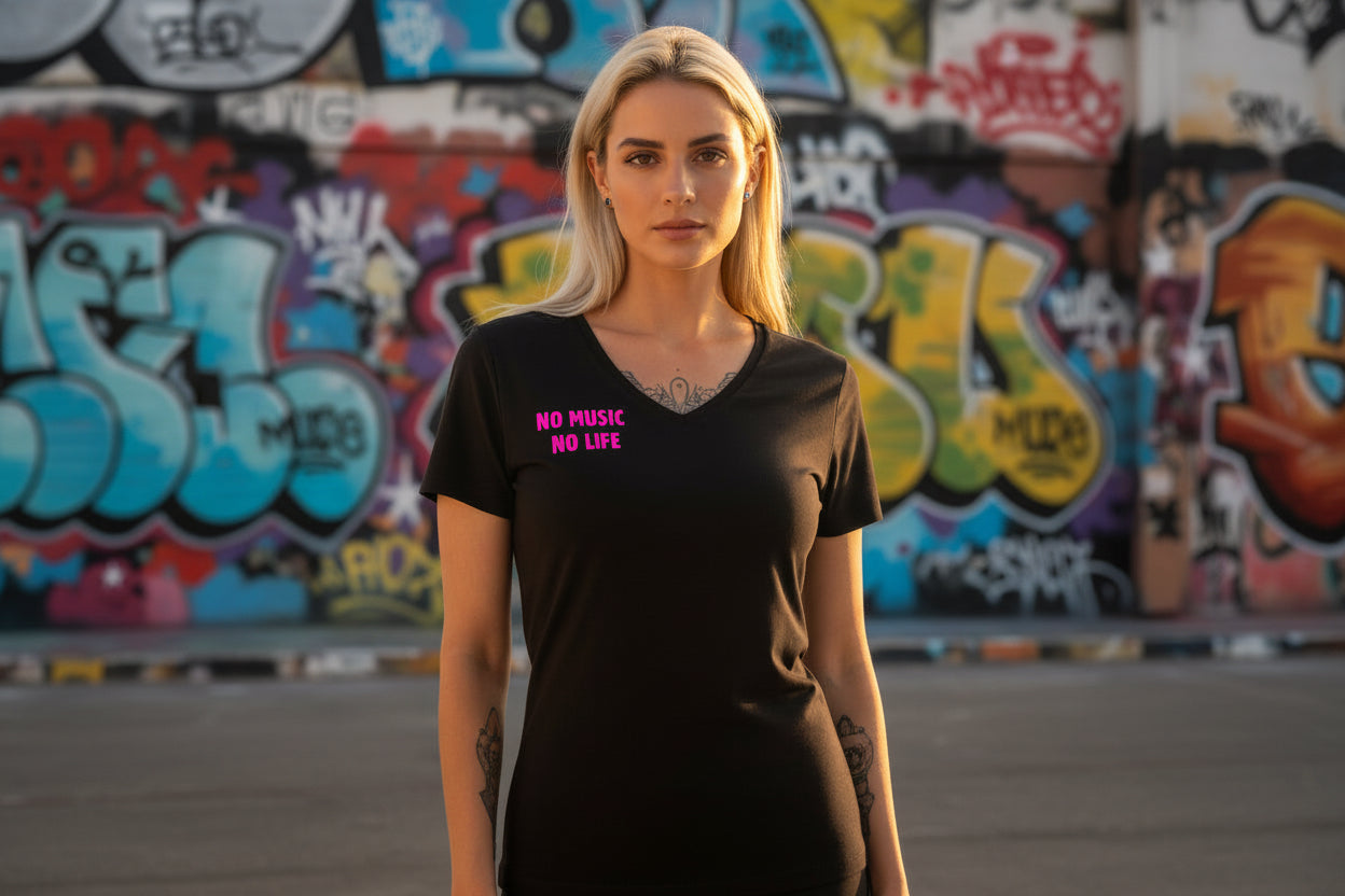 Camiseta No Music No Life | 100% Algodón | Festival Rave | Nyx Fashion Ibz