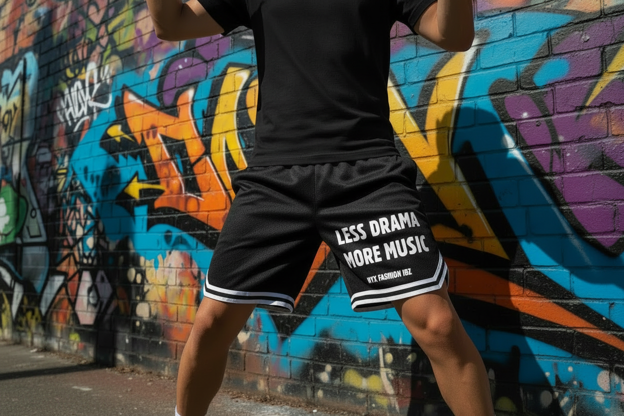 Short basket negro Less drama more music