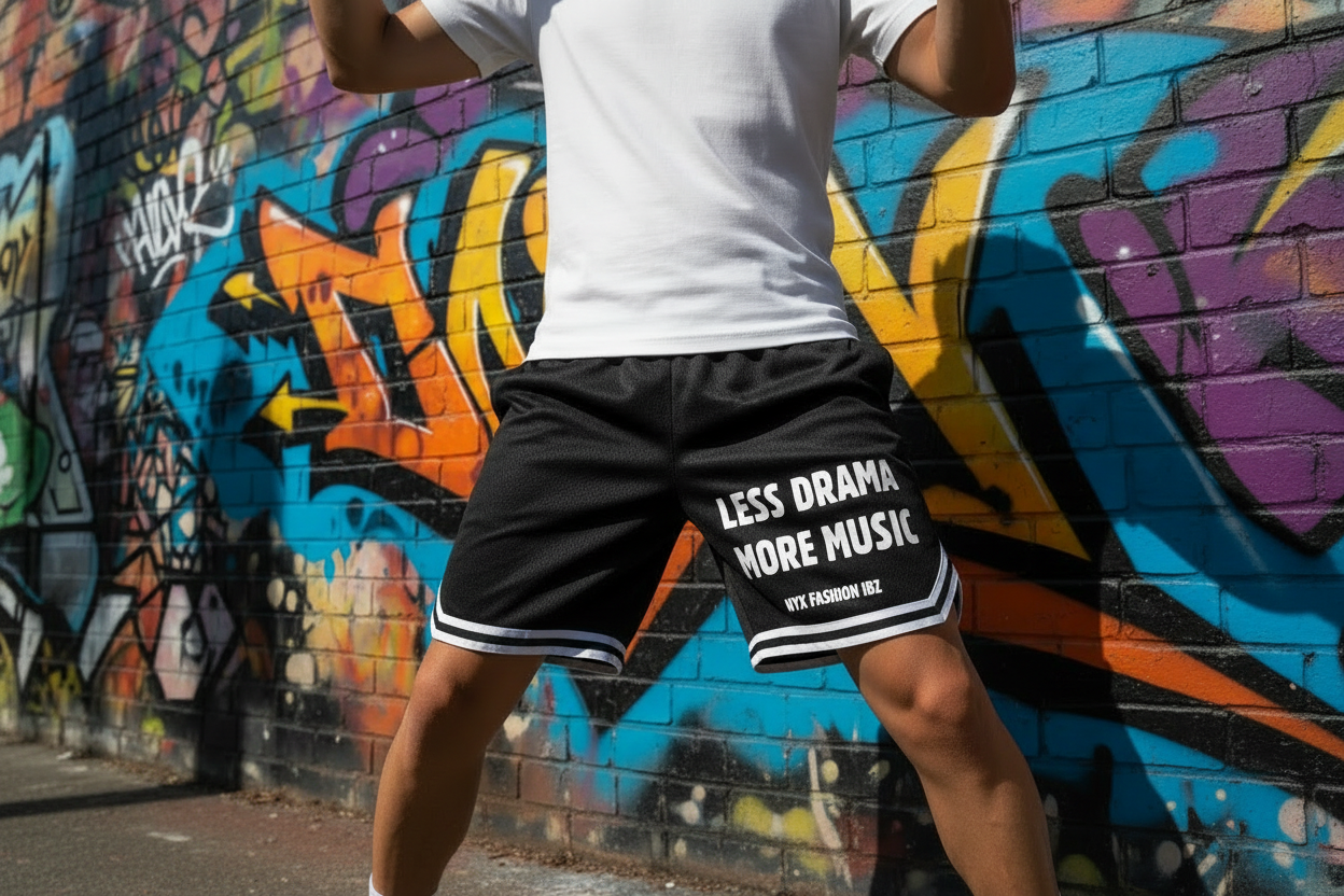 Short basket negro Less drama more music