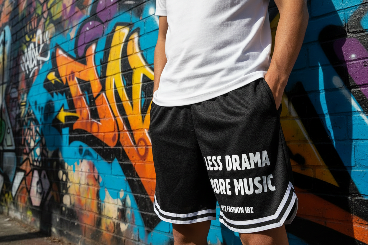 Short basket negro Less drama more music
