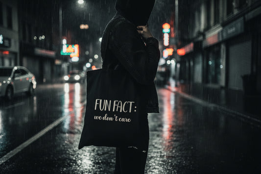 Tote bag fun fact we Don’t care negra algodón nyx Fashion ibz