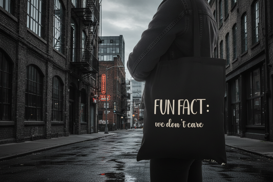Tote bag fun fact we Don’t care negra algodón nyx Fashion ibz